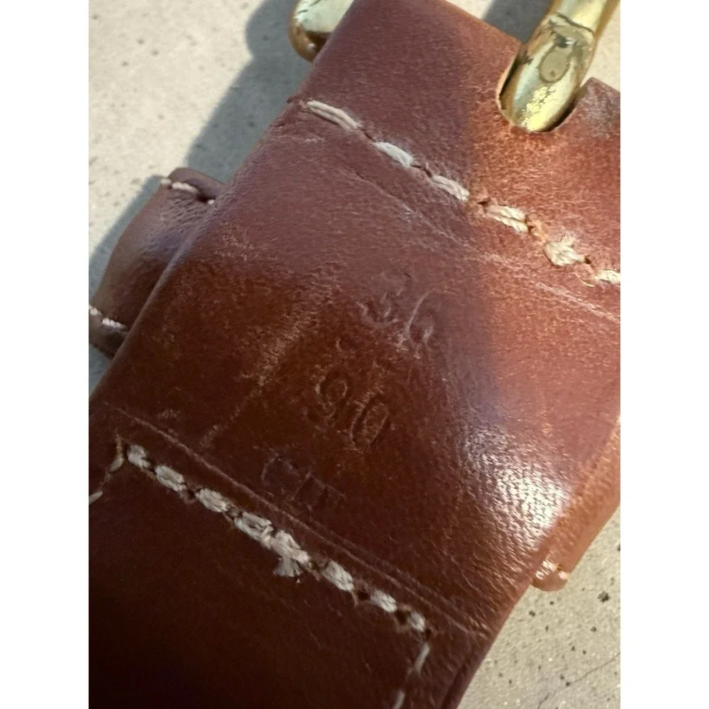 Vintage 90s COACH Leather & Linen Belt Size‎ 36/90 cm Style 3815 White & Brown